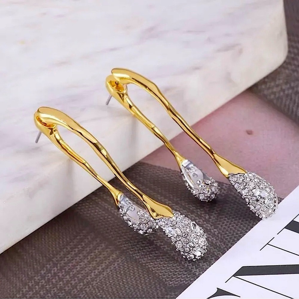 ALEXIS BITTAR Solanales Drop Gold & Crystal Front Back Link Earrings - LAST PAIR - Picture 10 of 10